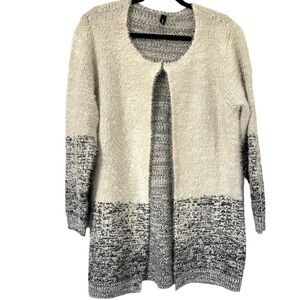 Soya Concept Eyelash Knut Two Tone Grey Open Front Cardigan, size XL